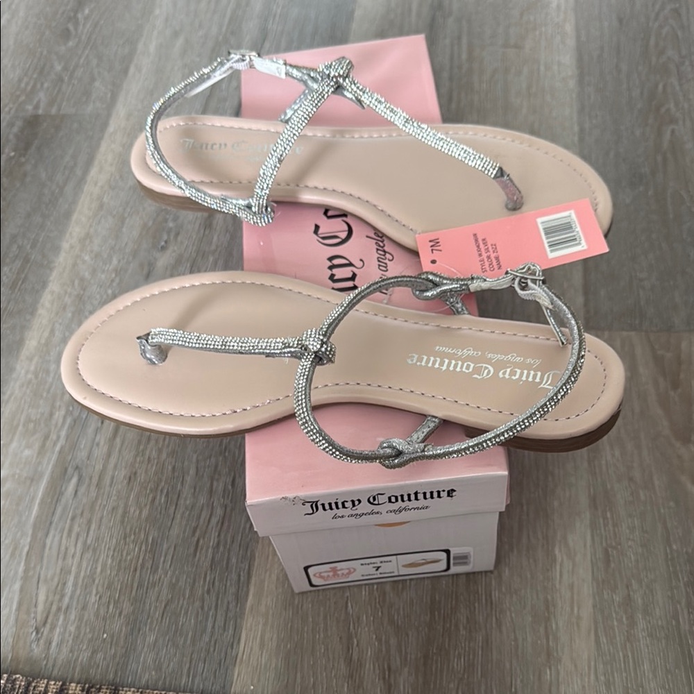 Juicy Couture Silver Thong Sandals